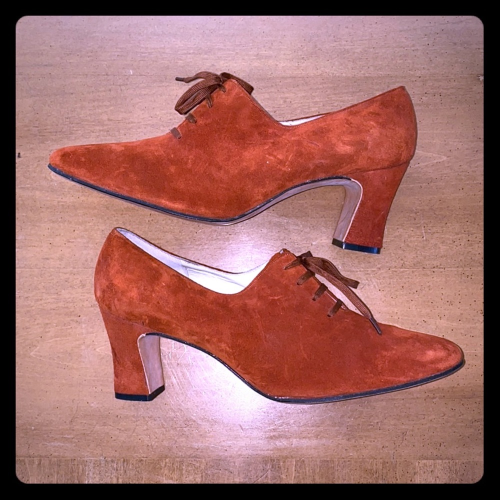 New Erica suede burnt orange lace up heels size 8
